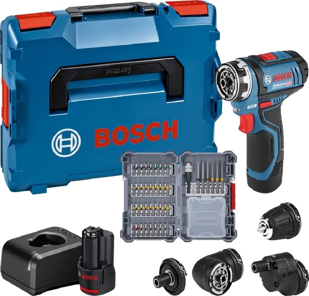 Bosch Professional 12V boremaskine GSR 12V-15 FC FlexiClick (inkl. 2x 2Ah + oplader + L-BOXX)