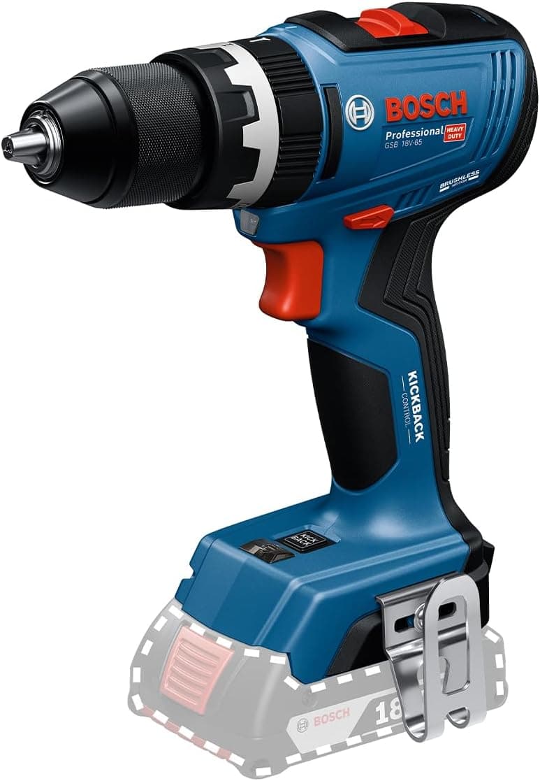Bosch Professional 18V system trådløs slagboremaskine GSB 18V-65 (børsteløs motor, 65 Nm, hovedlængde 175 mm, KickBack Control, dobbelt arbejdslys, uden batteri/oplader, i karton)