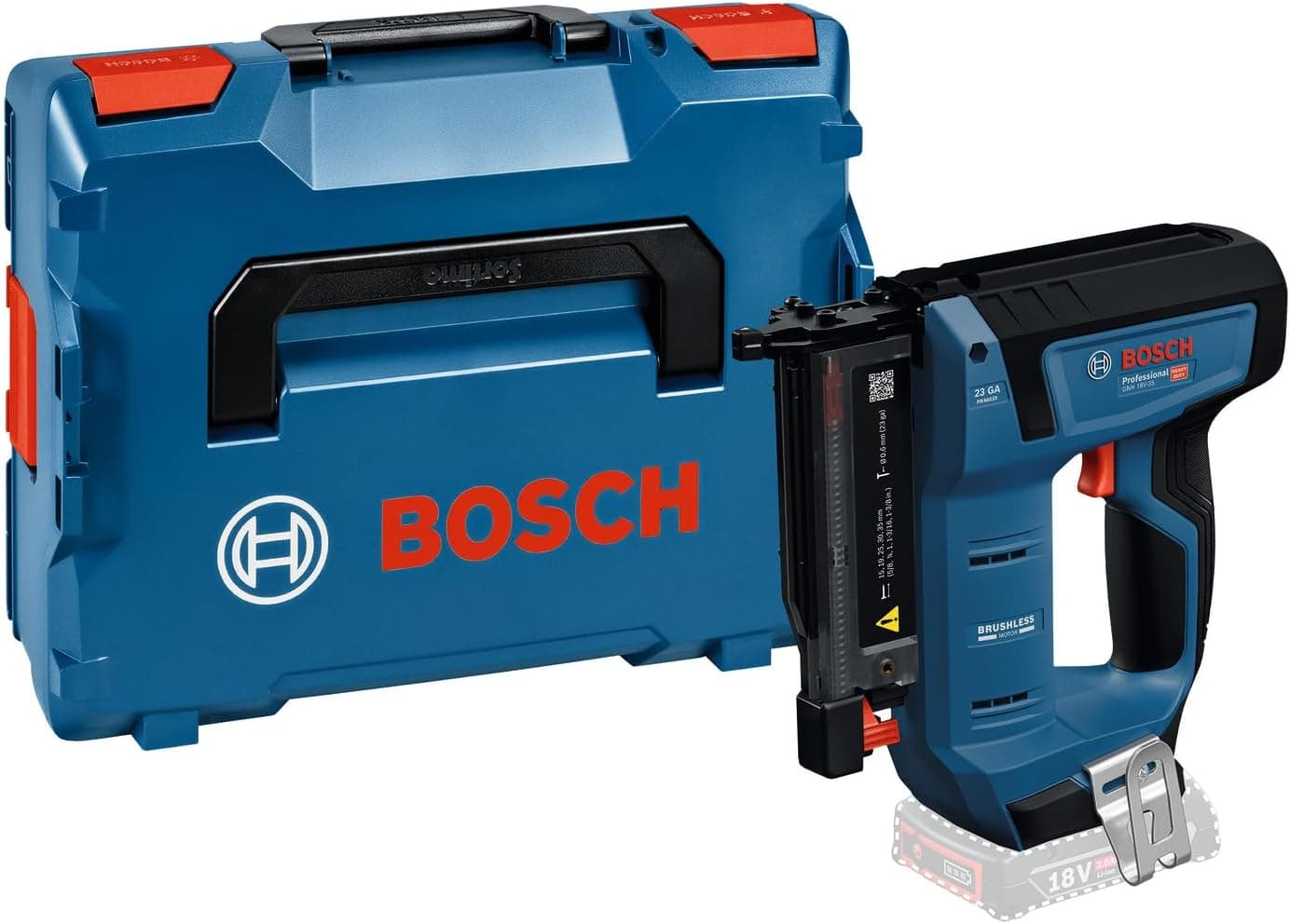 Bosch Professional 18V system batteridrevet træ nailer GNH 18V-35 (minimal rekyl, børsteløs motor, inkl. bæltekrog, L-BOXX 136)