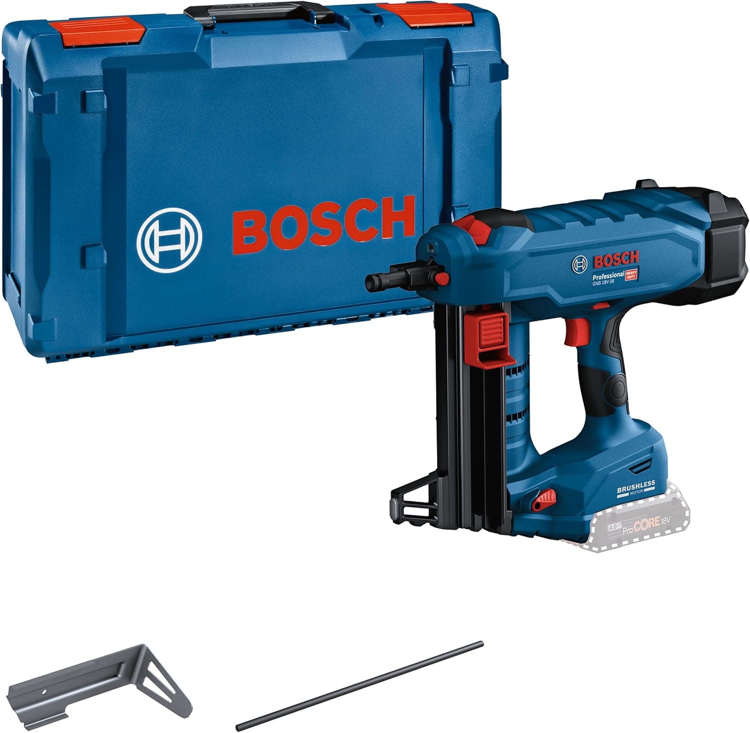 Bosch Professional 18V System BITURBO Akku Betonnagler GNB 18V-38 (max. Nagellänge 38 mm, inkl. 1x Ausdrückstift, 1x Befestigungshaken, inkl. XL-BOXX, ohne Akku/ Ladegerät)