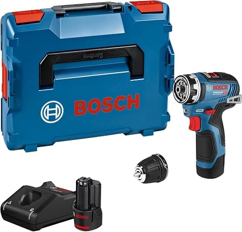 Bosch Professional 12V System batteridrevet bore-/skruemaskine GSR 12V-35 FC - FlexiClick-system (inkl. 2x batteri GBA 3.0Ah, hurtigoplader GAL 12V-40, borepatron GFA 12-B, L-BOXX)