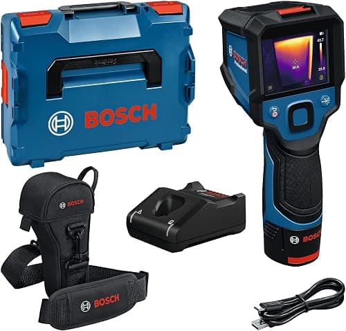 Bosch Professional varmebilledkamera GTC 12V-450-13 (256x192 px opløsning, -20°C til +450°C, dobbelt strømkilde, GBA 12V 2,0 Ah Li-Ion batteri, GAL 12V-40 oplader, taske, USB-C kabel, L-Boxx)