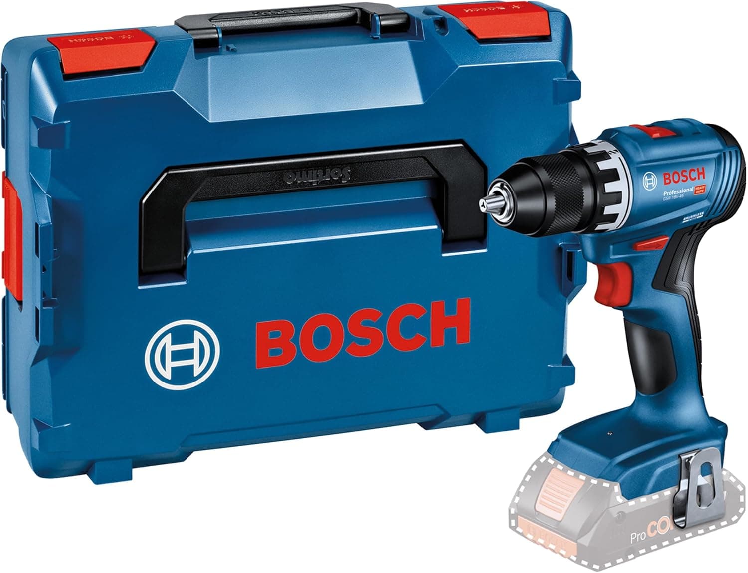 Bosch Professional 18V system batteriboremaskine GSR 18V-45 (hastighed 1,900 min, inkl. L-BOXX, uden batteri/oplader)