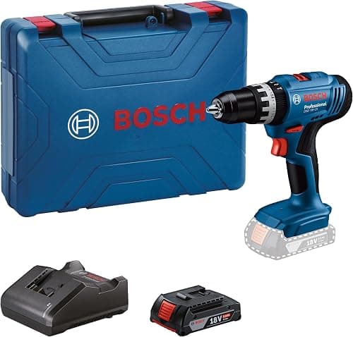 Bosch Professional 18V System batteridrevet slagboremaskine GSB 18V-25 (maks. Skrue Ø: 10 mm, inkl. 1x GBA 2,0 Ah, 1x GAL 18V-20, håndværkerkasse)