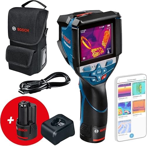 Bosch Professional 12V System termisk kamera GTC 600 C (2x 12V batteri, med app-funktion, temperaturområde: –20 °C til +600 °C, opløsning: 256 x 192 px, beskyttelsesetui) – Amazon Exclusive sæt