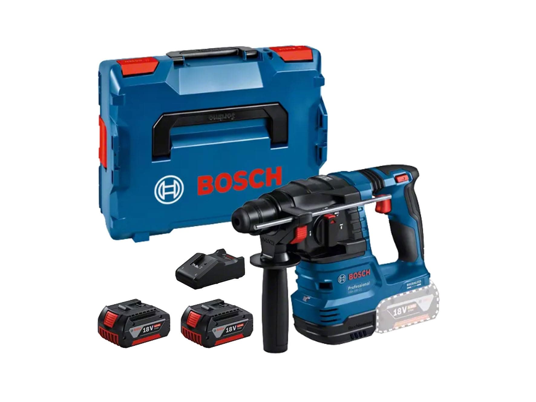 Bosch Professional 18V System Batteri Hammerbor GBH 18V-22 (med SDS plus, inkl. 2x 4,0Ah batteri, hurtigoplader GAL 18V-40, L-BOXX)