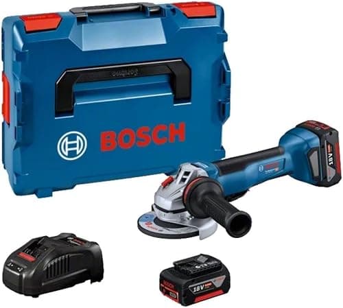Bosch Professional 18V System Akku Winkelschleifer GWS 18V-10 P (inkl. 2x Akku GBA 18V 5.0Ah, GAL 1880 CV, Zusatzhandgriff, Schutzhaube, Schnellspannmutter, Aufnahmeflansch, L-BOXX)