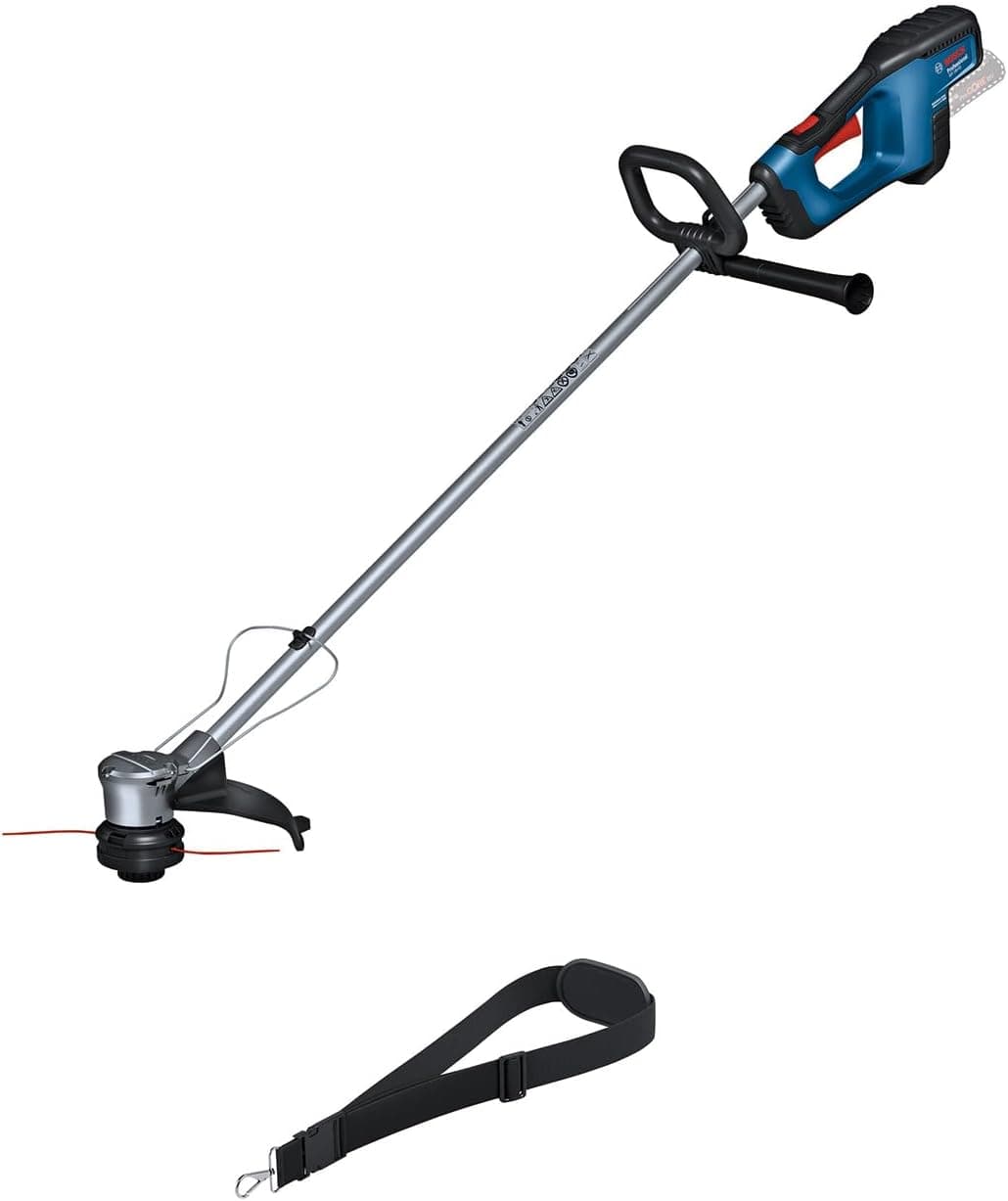 Bosch Professional 18V batteridrevet græstrimmer GRT 18V-33 (uden batteri/oplader) | børsteløs motor, skærecirkeldiameter på 33 cm, inkl. 1x skulderrem, 1x gevindspoleenhed