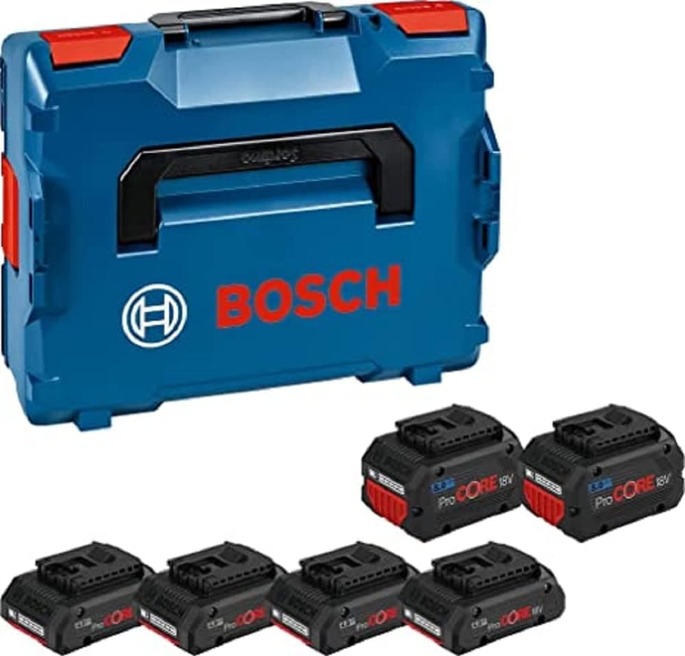 Bosch Professional 18V System Akku Set: 4x ProCORE18V 4.0Ah + 2x ProCORE18V 8.0Ah (inkl. Einlage für Starter-Sets, in L-BOXX)