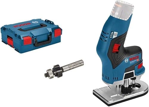 Bosch Professional 12V System batteridrevet kantfræser GKF 12V-8 (inkl. spændetang 8 mm, gaffelnøgle 17 mm, kantfræser, 9,5 x 25,4 mm, afrundingsfræser, 3 mm, L-BOXX, uden batteri/oplader)