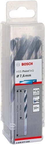 Bosch Professional HSS PointTeQ twistboremaskine i 10 dele (til metal, 7,6 x 75 x 117 mm, tilbehør til boreskruetrækker)