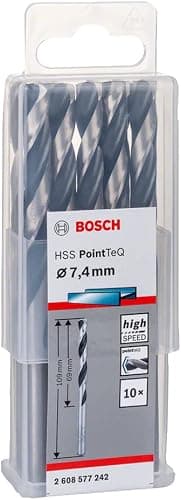 Bosch Professional 10 Stück HSS Spiralbohrer PointTeQ (für Metall, 3,7 x 39 x 70 mm, Zubehör Bohrschrauber)