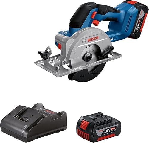 Bosch Professional 18V System Akku-Kreissäge GKS 18V-51 (Bürstenloser Motor, inkl. 2x 18V GBA 4.0Ah Akku, Ladegerät GAL 18V-20, 1x Sägeblatt (140 mm), Parallelanschlag)