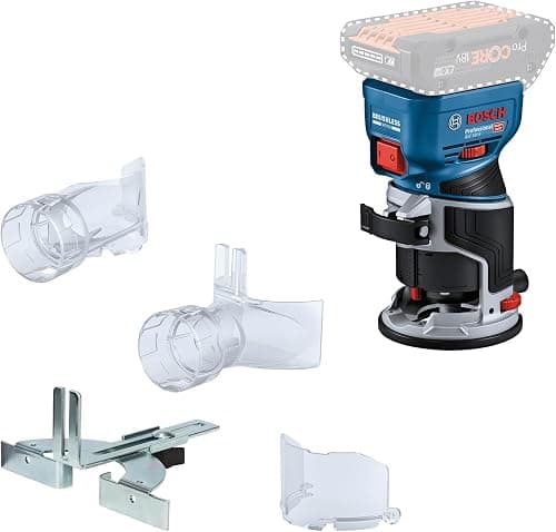 Bosch Professional 18V System Akku-Kantenfräse GKF 18V-8 (inkl. Parallelanschlag, 2x Saugadapter zum Fräsen, Spanschutz, 8-mm-Spannzange, Spannschlüssel, ohne Akku/Ladegerät)