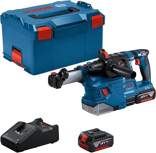 Bosch Professional 18V System batteridrevet hammerbor GBH 18V-22 (med SDS plus, inkl. 2x 4,0 Ah batteri, hurtigoplader GAL 18V-40, 2x ringbørste, GDE 18V-12, L-BOXX)