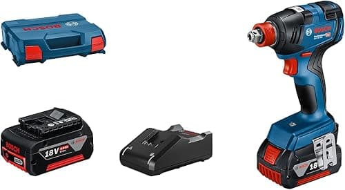 Bosch Professional 18V System Batteridrevet slagskruemaskine GDX 18V-200 (maks. Drejningsmoment 200 Nm, inkl. 2x 4,0 Ah GBA 18V batteri, hurtigoplader GAL 18V-40, L-Case)