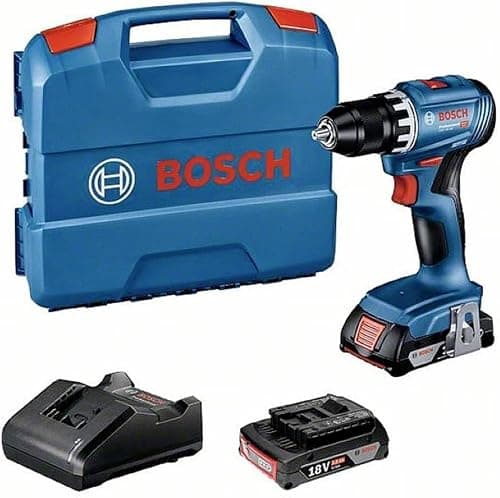 Bosch Professional 18V System Akku Bohrschrauber GSR 18V-45 (Drehzahl 1.900 min⁻¹, inkl. 2x 2.0Ah Akku, Ladegerät GAL 18V-20, L-Case)