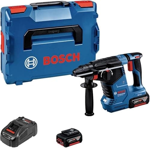 Bosch Professional 18V System batteridrevet borehammer GBH 18V-24 C (med SDS plus, inkl. 2x 5.0Ah batteri, oplader GAL 1880 CV, L-BOXX)