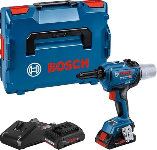 Bosch Professional 18V System batteridrevet nittepistol GRG 18V-16 C (trækkraft maks. 16.000 N, slaglængde 25mm, inkl. 2x ProCORE18V 4.0Ah batteri, hurtigoplader GAL 18V-40, L-BOXX)