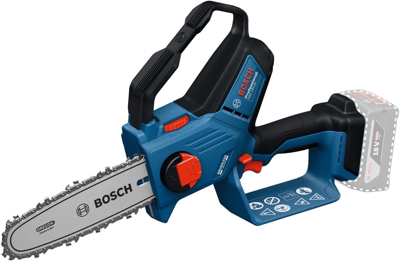 Bosch Professional 18V System Beskæresav GKE 18V-20 (op til 350 snit pr. batteriopladning, skæring op til 18 cm, børsteløs motor, inkl. Sværdbeskyttelse 20 cm)