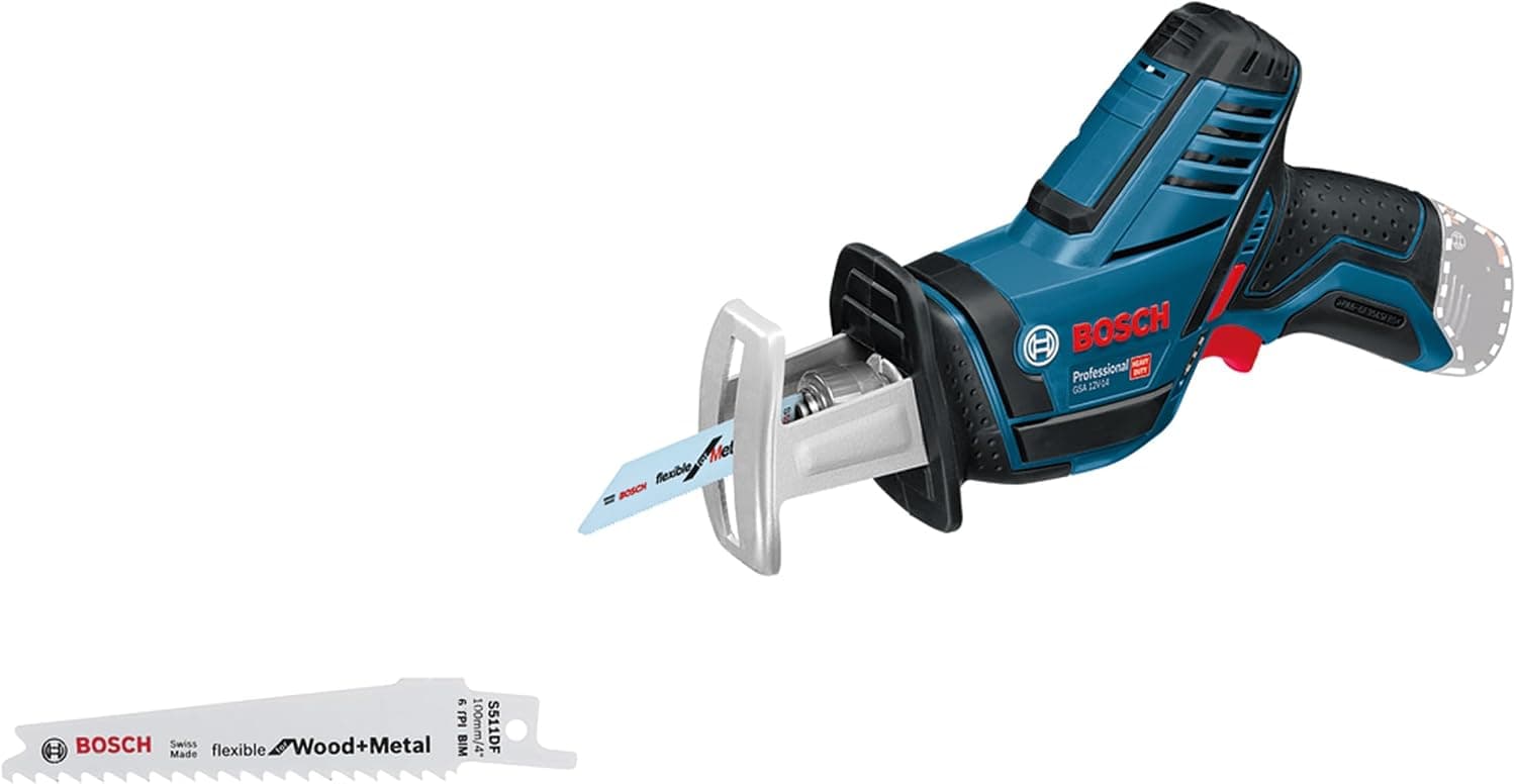 Bosch Professional 12V System Akku Säbelsäge GSA 12V-14 (Schnitttiefe Holz/Metallprofile: 65/50mm, inkl. 2 Sägeblätter, ohne Akku/Ladegerät) | Die kompakteste Säbelsäge 12 V von Bosch GSA 12V-14 + Karton mit 10,8 V System
