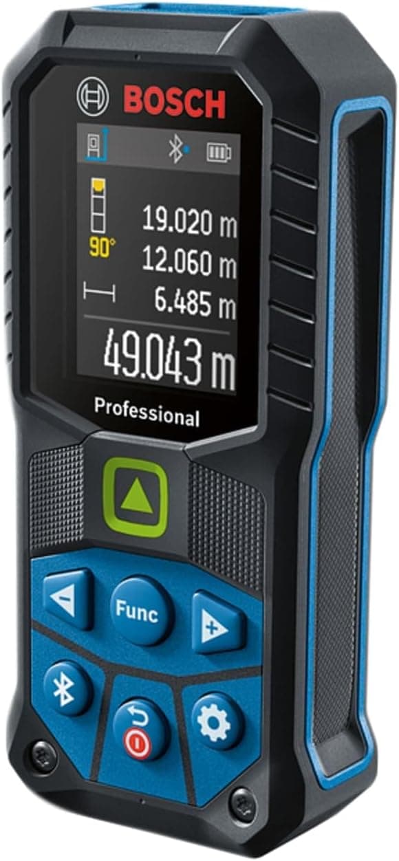 Bosch Professional Laser Rangefinder GLM 50-27 CG | grøn laser, rækkevidde op til 50 m, 3,7 V Li-ion batteri, USB-kabel, robust, IP65, Bluetooth transmission, loop, taske