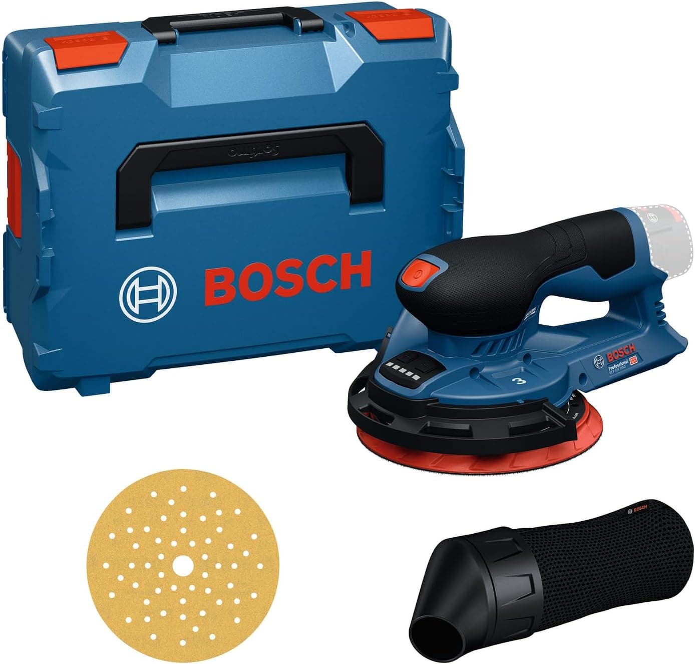 Bosch PRO 12V Gex 12V-150-3 trådløs tilfældig orbitalsliber (inkl. Slibeskive, slibeark, beskyttelsesring, støvpose, L-BOXX 162)