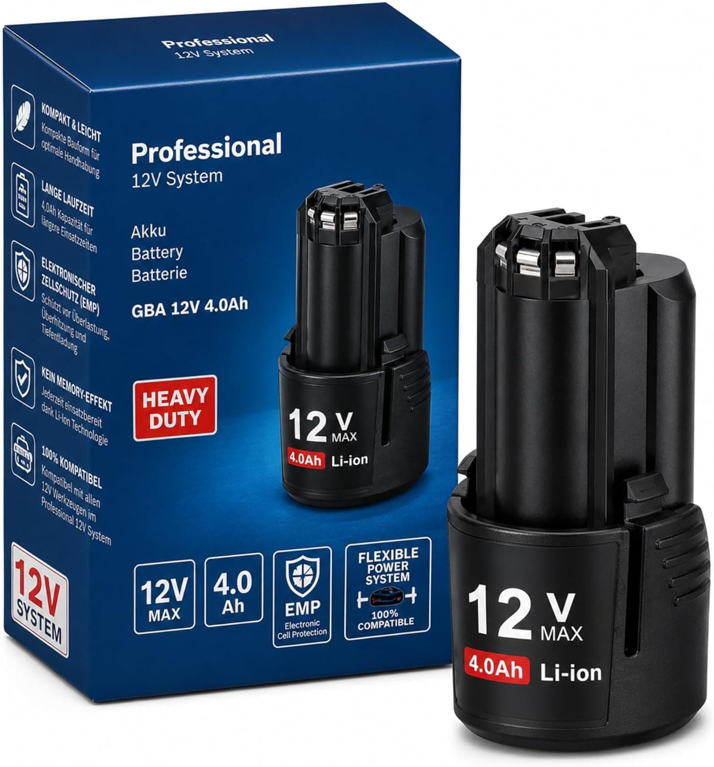 12V System Akku GBA 12V 4.0Ah für Bosch Professional