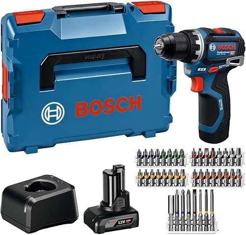 BOSCH Professional 12V System Akku-Bohrschrauber GSR 12V-32 (Advanced KickBack Control, bürstenloser Motor, inkl. 2,0-Ah-Akku, 4,0-Ah-Akku, GAL12V-20, Zubehör,Einlage, L-BOXX) Battery Powered