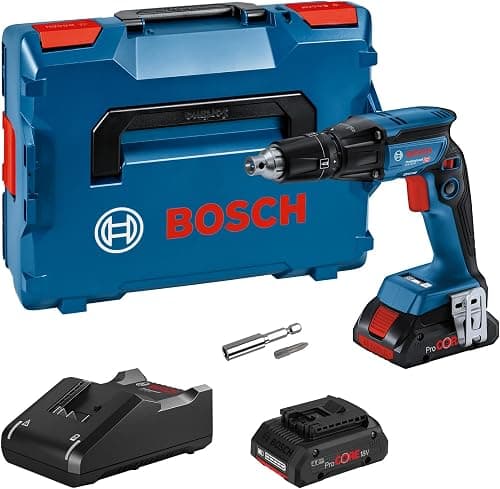 Bosch Professional 18V System Akku Trockenbauschrauber GTB 18V-45 (inkl. 2x Akku 4.0Ah ProCORE18V, Schnellladegerät GAL 18V-40, L-BOXX)