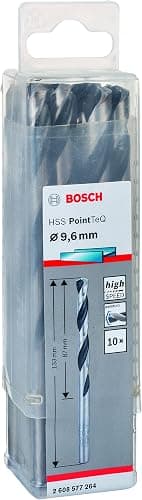 Bosch Professional 10 Stück HSS Spiralbohrer PointTeQ (für Metall, 9,6 x 87 x 133 mm, Zubehör Bohrschrauber)