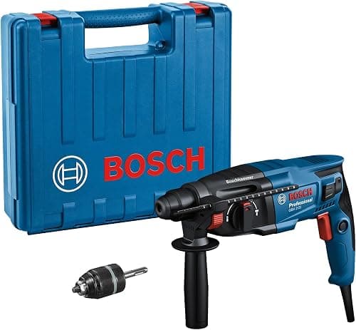 Bosch Professional Bohrhammer GBH 2-21 (mit SDS plus, inkl. Schnellspannbohrfutter mit SDS plus-Adapter, Zusatzhandgriff, Maschinentuch, Tiefenanschlag, Handwerkoffer)