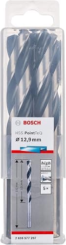 Bosch Professional 5 Stück HSS Spiralbohrer PointTeQ (für Metall, 12,9 x 101 x 151 mm, Zubehör Bohrschrauber)