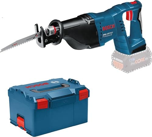 Bosch Professional 18V System Akku Säbelsäge GSA 18 V-LI (inkl. 2x Säbelsägeblatt (Holz/Metall), L-BOXX, ohne Akku/Ladegerät)