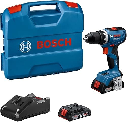 Bosch Professional 18V System batteridrevet bore-/skruemaskine GSR 18V-65 (børsteløs motor, inkl. 2x batteri GBA 18V 2.0Ah, oplader GAL 18V-20, L-Case)