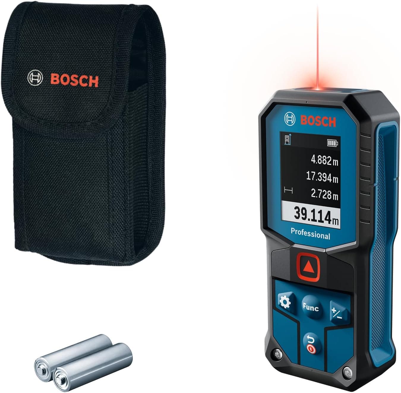 Bosch Professional Laser Rangefinder GLM 40-31 (IP 65, stødabsorberende hus, 7 måletilstande, automatiske beregninger for længde/areal/volumen, lys farvedisplay, kompatibel med Li-ion batteri)