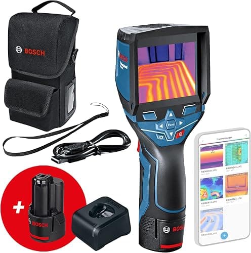 Bosch Professional 12V System termisk kamera GTC 400 C (2x batteri 12V + oplader, beskyttelsestaske, med app-funktion, temperaturområde: –10 °C til +400 °C, opløsning: 160 x 120 pixel, i L-BOXX)