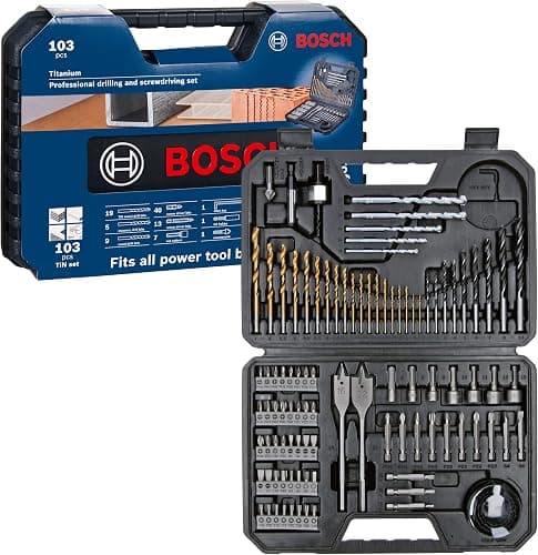 Bosch Professional 103tlg. Bohrer- und Bit Set Titanium Box (für Holz, Stein und Metall, Zubehör Bohr- und Schraubwerkzeuge)
