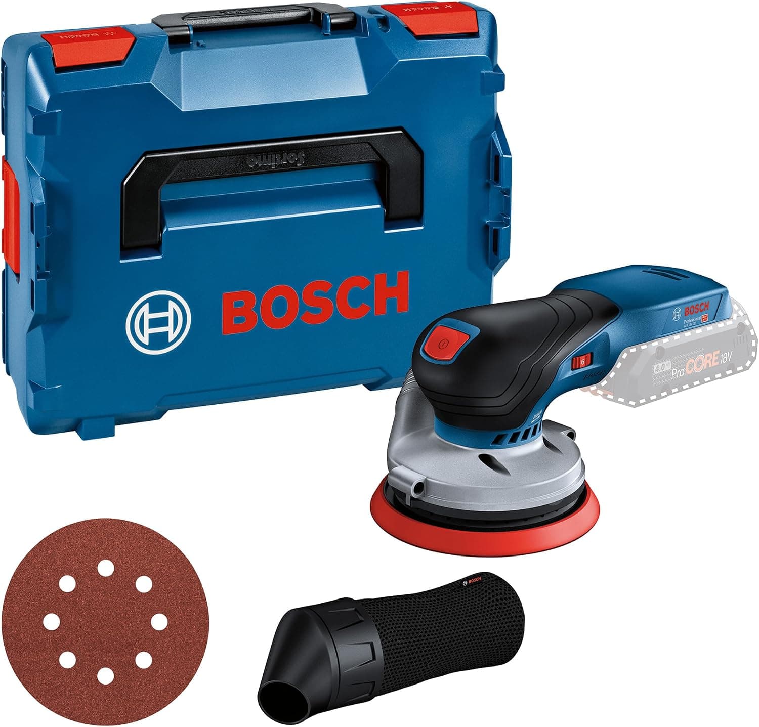 Bosch Professional 18V System Akku Exzenterschleifer GEX 18V-125 (inkl. Schleifteller (125mm), 1x Schleifpapier, Staubbeutel, L-BOXX, ohne Akku/Ladegerät)