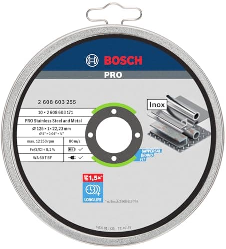 Bosch Professional 10-delt skæreskive standard til Inox Rapido WA 60 T BF (til rustfrit stål, Ø 125 mm, lige, tilbehør vinkelsliber)