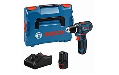 Bosch Professional 12V System batteridrevet bore-/skruemaskine GSR 12V-15 (inkl. Hurtigoplader GAL 12V-40, 2x indsats, 2x batteri GBA 12V 2.0Ah, L-BOXX)