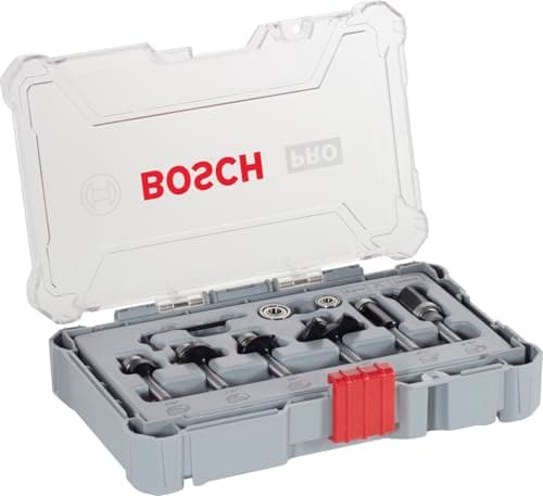 Bosch Professional 6-delt kant- og kantfræsesæt (til træ, til routere med 1/4 tommer skaft)